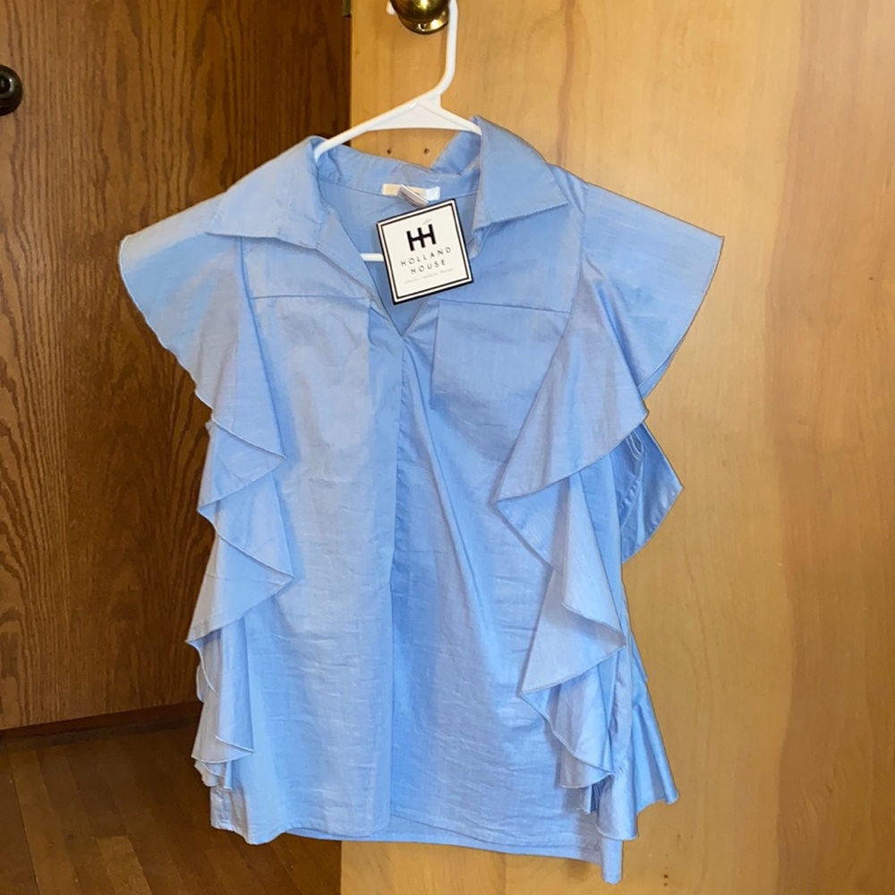 Holland House Esley Blue Ruffle Blouse - Size small